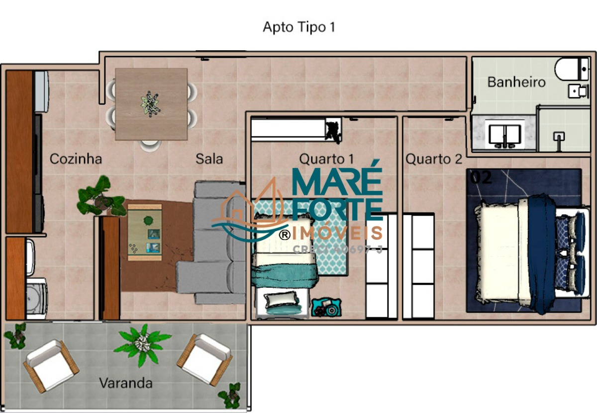 Apartamento à venda com 2 quartos, 56m² - Foto 2