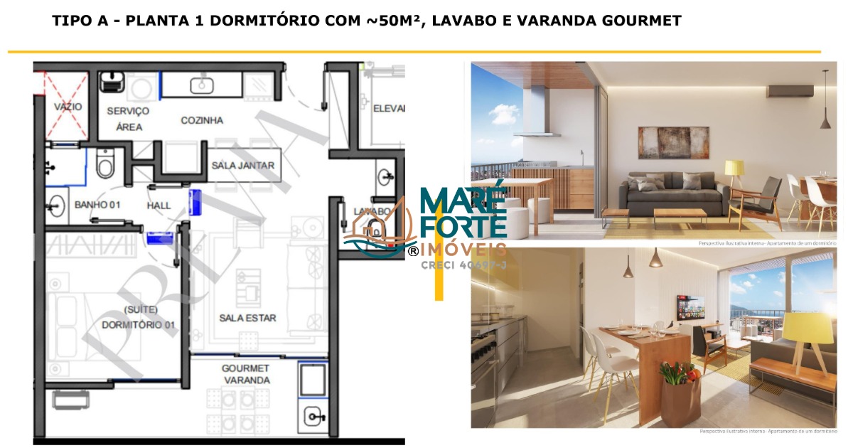 Apartamento à venda com 1 quarto, 46m² - Foto 2