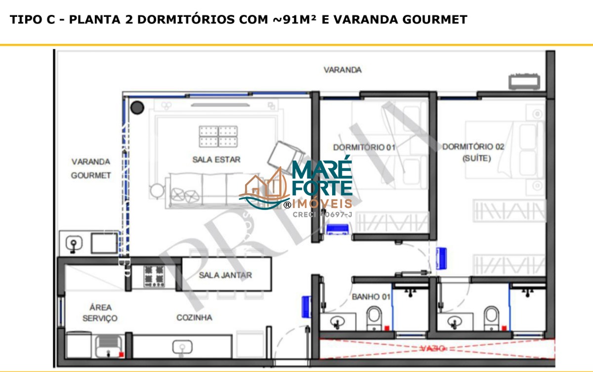 Apartamento à venda com 1 quarto, 46m² - Foto 6