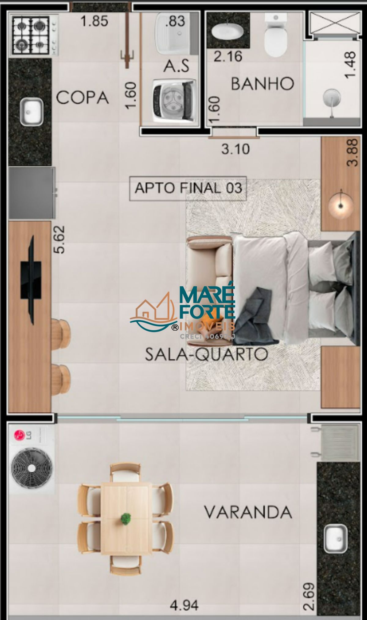 Apartamento à venda com 1 quarto, 37m² - Foto 12